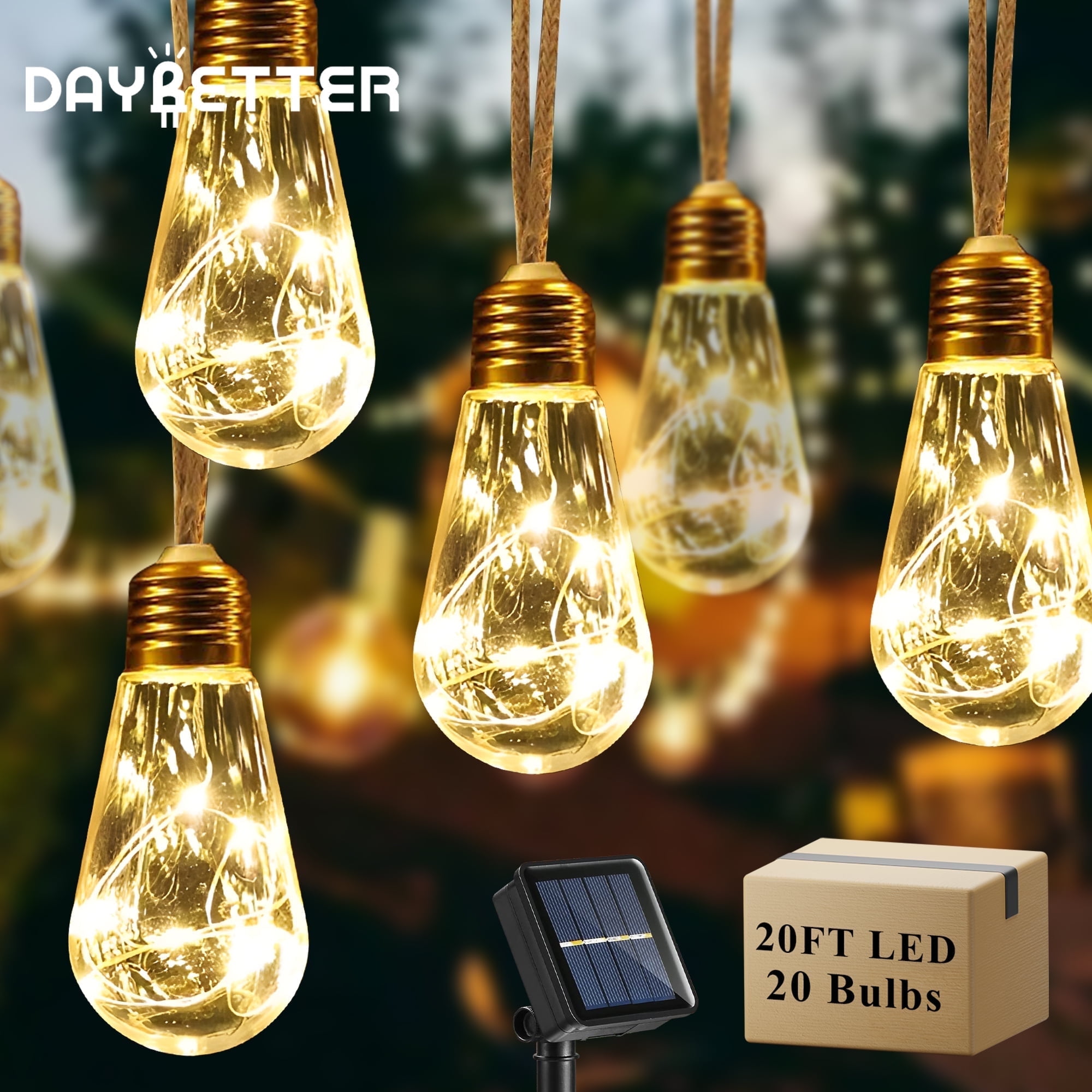 Portfolio 23-ft 50-Light Shade Solar Bulbs LED String Lights