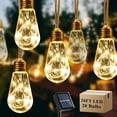 thumbnail image 1 of DAYBETTER Solar Outdoor String Lights Warm White, 20ft 20 Bulbs Shatterproof Vintage Hemp Rope, 8 lighting Modes, Solar String Lights for Fence, Yard, Camping Decor, 1 of 7