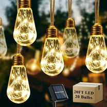 DAYBETTER Vintage Hemp Rope Solar String Lights Outdoor, 20ft 8Modes 20 Shatterproof Bulbs Solar Powered Garden Lights for Fence Patio Yard Decor