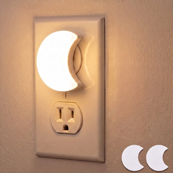 DAYBETTER 2 Pack Moon Night Light , Plug in Night Light with Auto Dusk to Dawn Sensor, Soft Warm White Nightlights for Bedroom, Kids Room, Kitchen, Stairway, Hallway