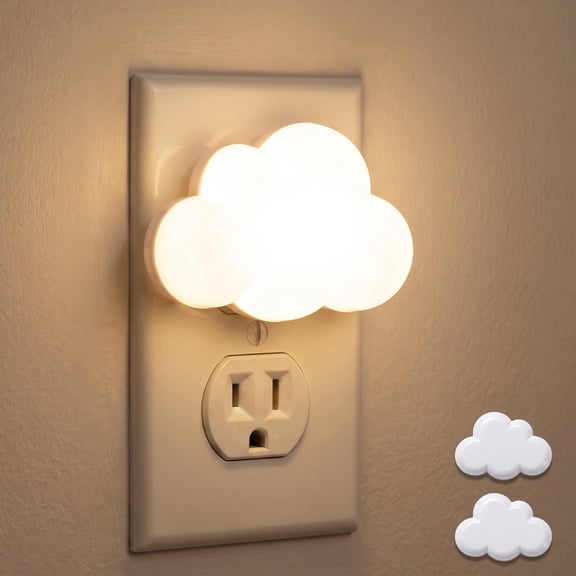DAYBETTER 2 Pack Cloud Night Light , Plug in Night Light with Auto Dusk to Dawn Sensor, Soft Warm White Nightlights for Bedroom, Kids Room, Kitchen, Stairway, Hallway