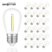 DAYBETTER 24 Pack S14 Edison LED Bulbs for Outdoor String Lights, 1W S14 Replacement Bulbs for Porch, Waterproof Edison LED Light Bulbs,Non-Dimmable, E26 Medium Base, 2700K Warm White