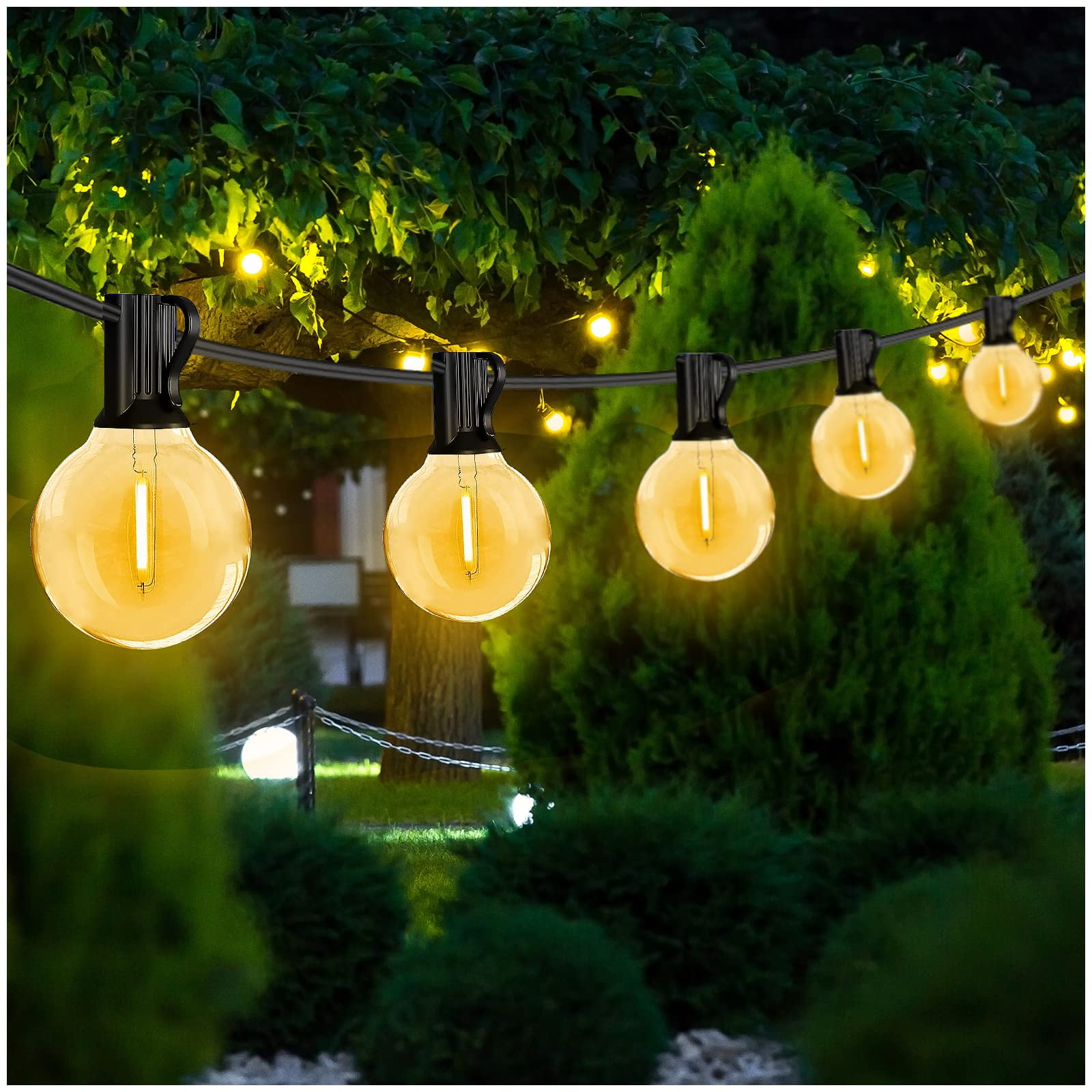 DAYBETTER 25ft Outdoor String Lights,15W G40 E12 Globe Patio Lights with 12  Edison Vintage Bulbs,Waterproof Connectable Hanging Lights for Backyard ,Porch,Balcony,Party Decor