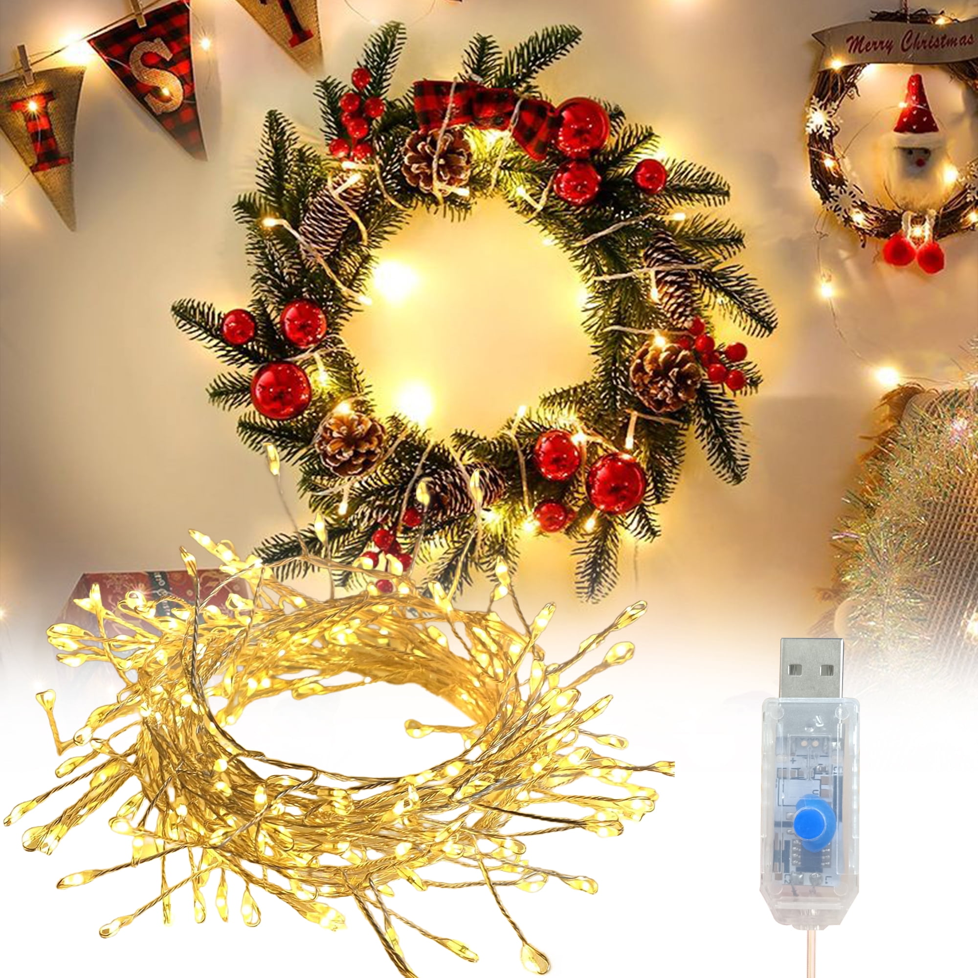 DAYBETTER 26ft Fairy String Lights, Warm White USB Firecracker Lights ...