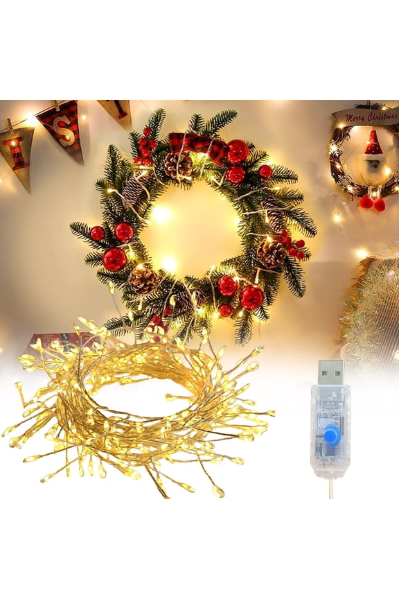 26ft Fairy String Lights, Warm White USB Firecracker Lights with 100LED, 8 Modes, Twinkle Lights for Wedding Party Christmas Decoration