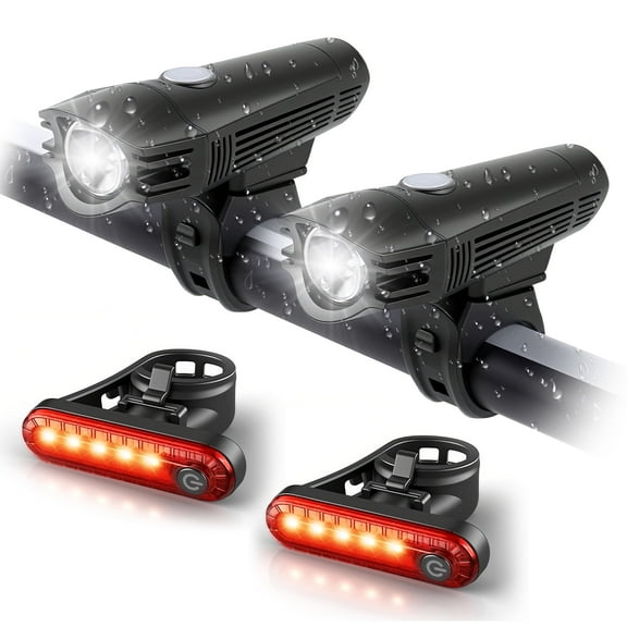DAYBETTER 2Pack Bike Lights for Night Riding, 1800mAh/300LM Bike Accessories Headlight & Taillight Set, 4Modes Rechargeable LED Bicycle Lights