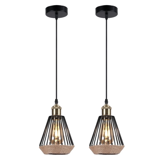 DAYBETTER Pendant Light Diamond Shaped 2Pack, 2700K Warm Light Hanging Lamp with Plug in, Ceiling Lamp for Kitchen Island, Dining Room, Bedroom