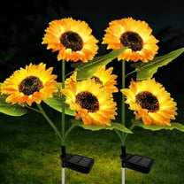 DAYBETTER 2Pack Sunflower Solar Lights, 2Modes & Auto on/off Solar Powered Outdoor Lights Waterproof for Patio Garden Decor