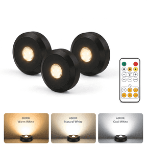 DAYBETTER 3 Color Rechargeable Puck Lights with Remote Control, 1500mAh Battery , Dimmable & Timer Under Cabinet Lighting for Closet, Kitchen, Bedroom, 3Packs