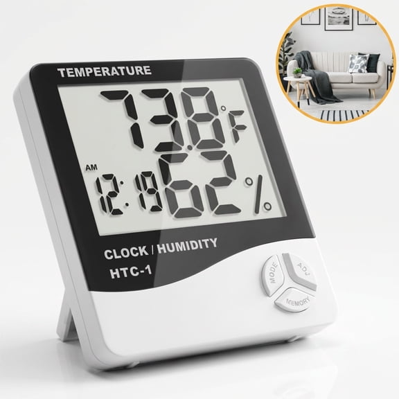 DAYBETTER Indoor Digital Thermometer Hygrometer, High Precision Monitor with Large Screen, Clock & Date, Max Min Record for Home Bedroom Office