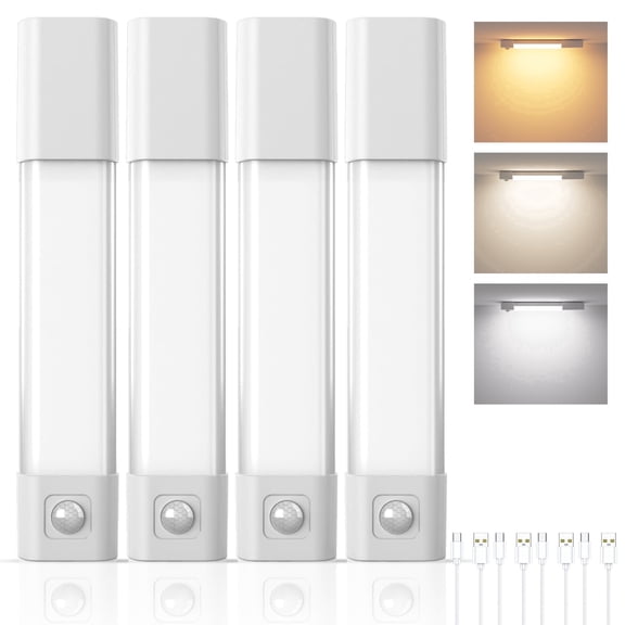 DAYBETTER 30 LED Under Cabinet Lights, USB Rechargeable Closet Lighting kit, Dimmable Closet Lights, Warm White Cool White Changing, for Wardrobe, Kitchen Wireless Lighting, 4Pack