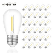 DAYBETTER 30 Pack S14 Edison LED Bulbs for Outdoor String Lights, 1W S14 Replacement Bulbs, Waterproof Edison LED Light Bulbs,Non-Dimmable, E26 Medium Base, 2700K Warm White