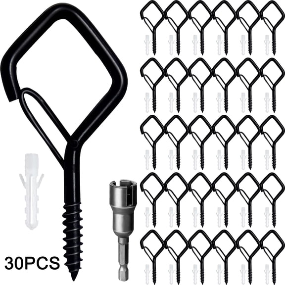 DAYBETTER 30PCS Diamond Metal Screw Hooks, Q-Hanger Ceiling Hooks for String Lights, Wind Chimes, Lanterns, Outdoor Decorations