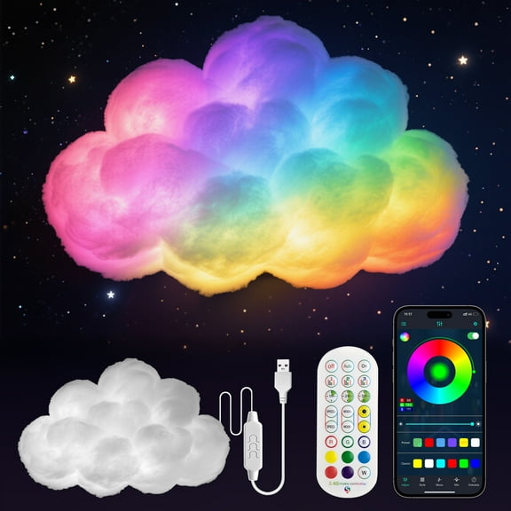 DAYBETTER 3D Cloud Light - 16Million Colors DIY Night Light for Room Decor, Music Sync & App Control lamp, USB-Powered Mood Lighting Gift for Teens, Bedroom/Gaming Room