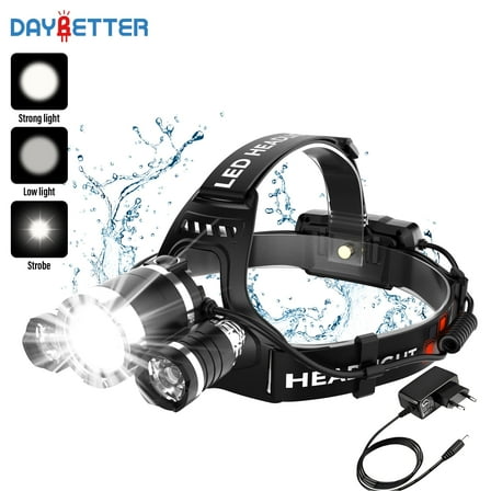 DAYBETTER 3LED Headlamp Rechargeable, 1200LM/1600mAh/4Modes Head Lights for Forehead, IPX7 Waterproof/120° Adjustable Headlights for Camping Climbing Hiking Fishing