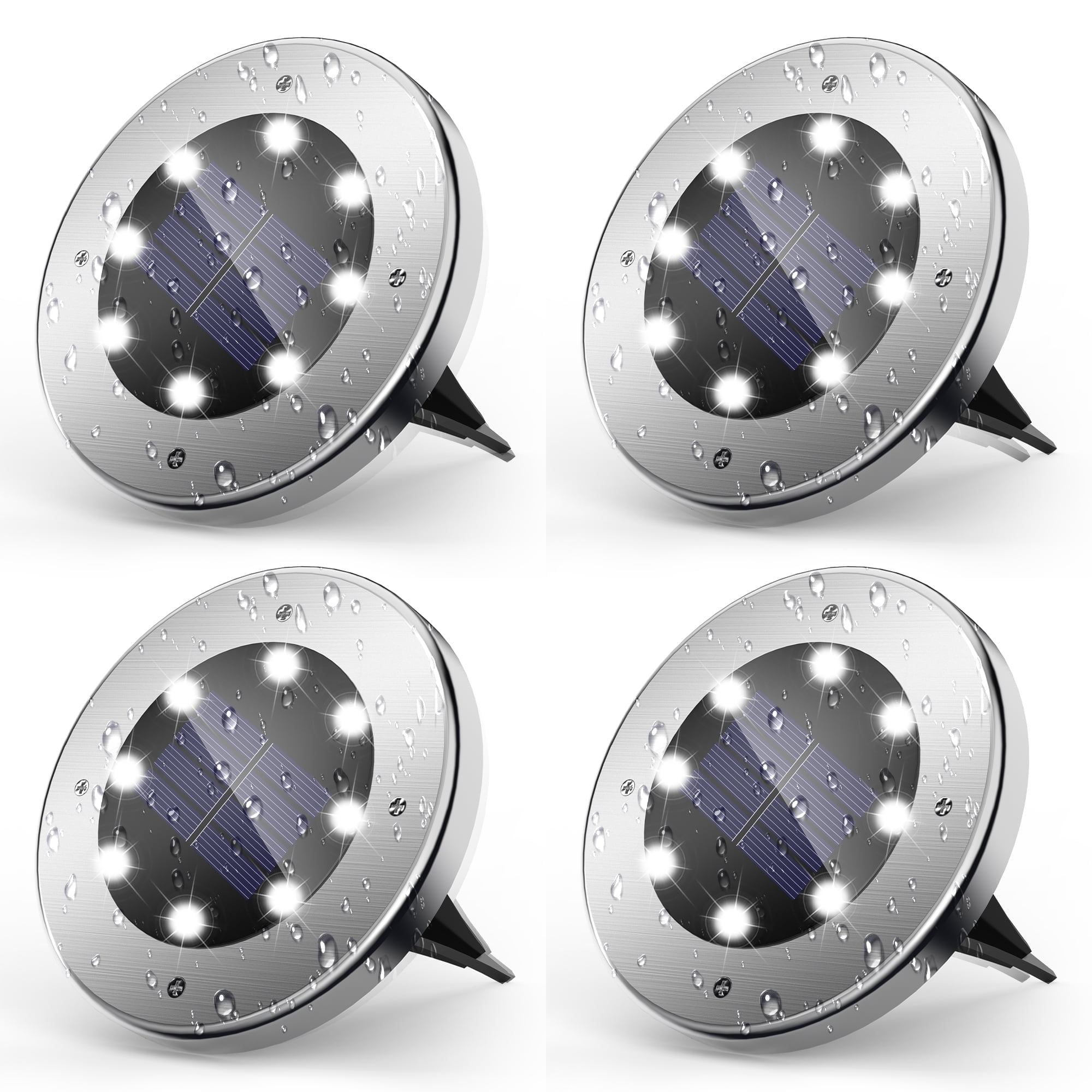 Walmart sales :  DAYBETTER 4 Pack Solar Ground Lights Outdoor,8 LED Solar Powered in Ground Disk Light Waterproof for Yard Garden Outside Driveway Walkway Pathway Lawn Patio Decor