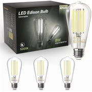 DAYBETTER Dimmable ST58 Vintage Edison LED Bulbs 4 Pack E26 Base 60W Eq 800LM 5000K Clear Glass Light Bulbs