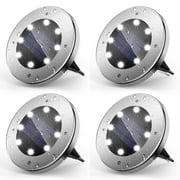 DAYBETTER 4 Pack Solar Ground Lights Outdoor,8 LED Solar Powered in Ground Disk Light Waterproof for Yard Garden Outside Driveway Walkway Pathway Lawn Patio Decor