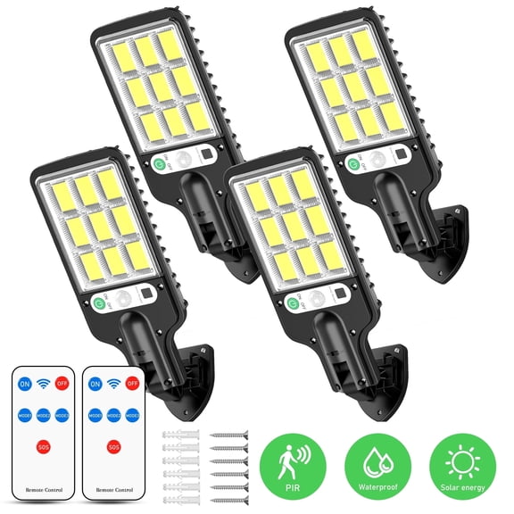 DAYBETTER 4Pack Solar Street Light, 1000W/500LM/3Modes Solar Motion Lights Outdoor, Dusk to Dawn Wall Spotlight for Patio Parking Lot Garage Yard