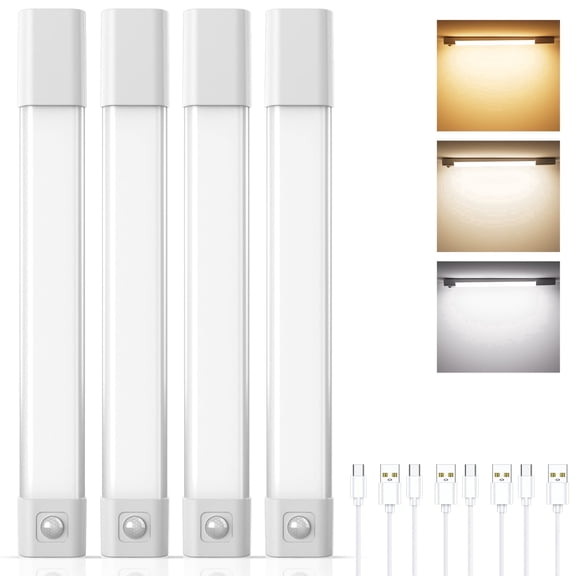 DAYBETTER 50 LED Under Cabinet Lights, USB Rechargeable Closet Lighting kit, Dimmable Closet Lights, Warm White Cool White Changing, for Wardrobe, Kitchen Wireless Lighting, 4Pack