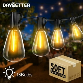 DAYBETTER 50FT ST38 Outdoor String Lights,Connectable Patio Outside Lights for Backyard Porch