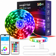 DAYBETTER LED Strip Lights 50FT, USB Powered RGB Color Changing Light Strips with App & Remote Control, Music Sync, Timer LED Lights for Bedroom, Party and Home