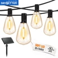 thumbnail image 1 of DAYBETTER 50ft Solar Outdoor String Lights, with 12 Edison Vintage Shatterproof Bulbs, ST38 Waterproof Hanging Lights, Dimmable Lights for Yard, Patio, Canopy, 1 of 7
