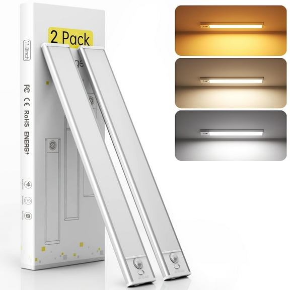 DAYBETTER 54 LED Under Cabinet Lights, USB Rechargeable Closet Lighting kit with Motion Sensor and Magnetic Strip for Wardrobe, Kitchen Wireless Lighting,2 Pack