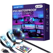 DAYBETTER 6.56ft Black Led Strip Lights IP65 Waterproof Lights with 17 Key RF Remote Control and USB Plug-in Perfect for Esports Table Tv Cabinet Bedroom Decor