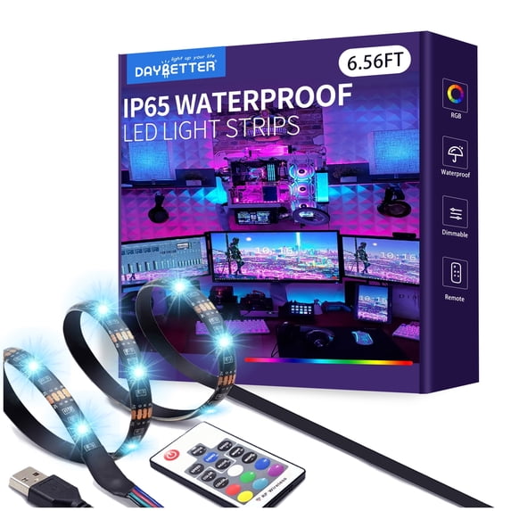 Control Rf Key DAYBETTER, LED Strip Lights, 6.56ft Waterproof Black, RF Remote USB ...