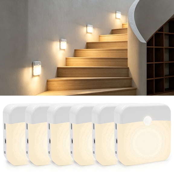 DAYBETTER 6 Pack Motion Sensor Night Light, 3 Color Temperatures and Dimming, Portable Magnetic Stair Light for Closet, Bedroom, Hallway, Bathroom
