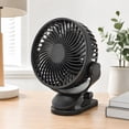 thumbnail image 1 of MOSENSE Portable Clip On Fan Battery Operated, 3 Speed Quiet 360° Rotatable Personal Fan, USB Rechargeable Battery Operated Cooling Fan for Desk, Home, Office, Stroller, Camping, Black, 1 of 6
