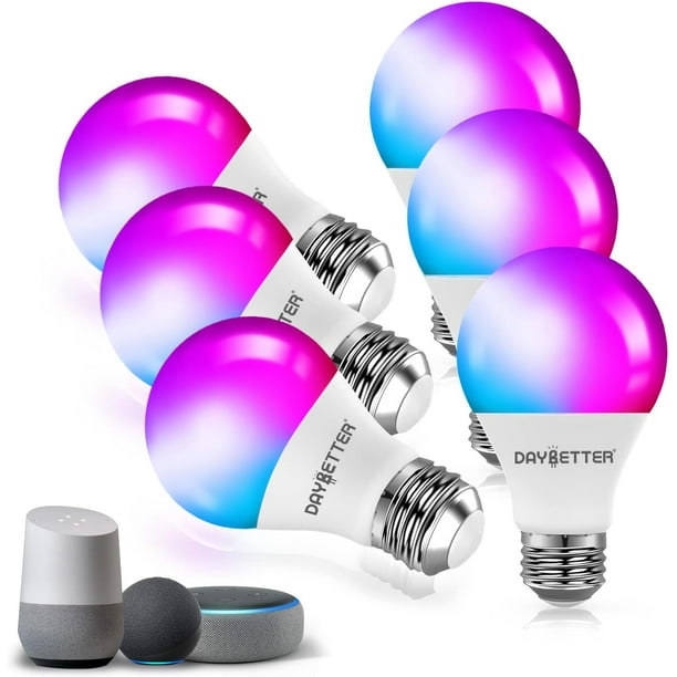 Smart Light Bulbs DAYBETTER WiFi Color Changing LED Light Bulbs 9W 60Watt Eqv A19 E26 2.4GHz Only 6 Pack