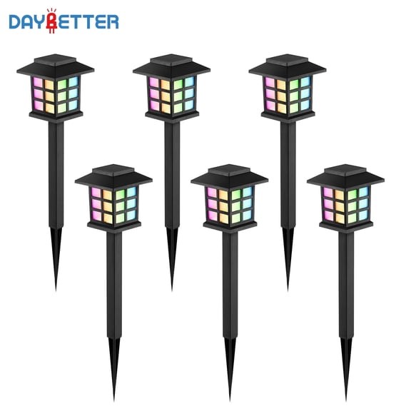 DAYBETTER 6 Pack Solar Outdoor Lights, Waterproof LED Solar Garden Lights, Walkway Lights, Outdoor Decorations for Garden, Landscape, Path, Yard, Patio, Driveway(Multicolor)