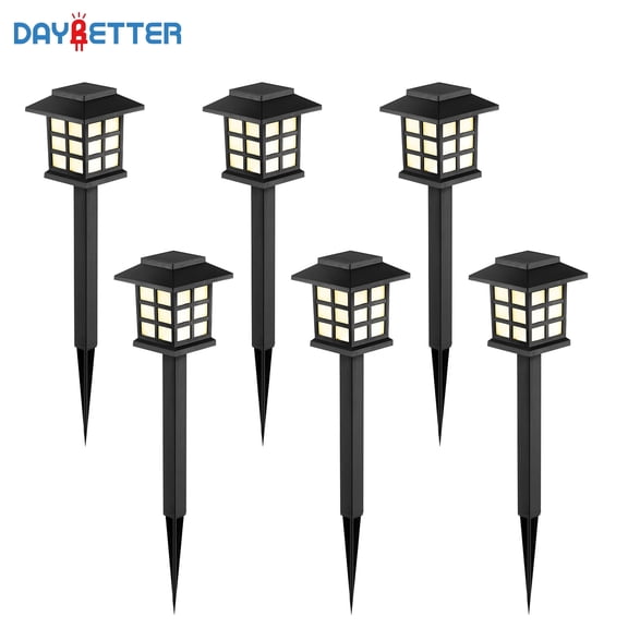 DAYBETTER 6 Pack Solar Outdoor Lights, Waterproof LED Solar Garden Lights, Walkway Lights, Outdoor Decorations for Garden, Landscape, Path, Yard, Patio, Driveway(Warm White)