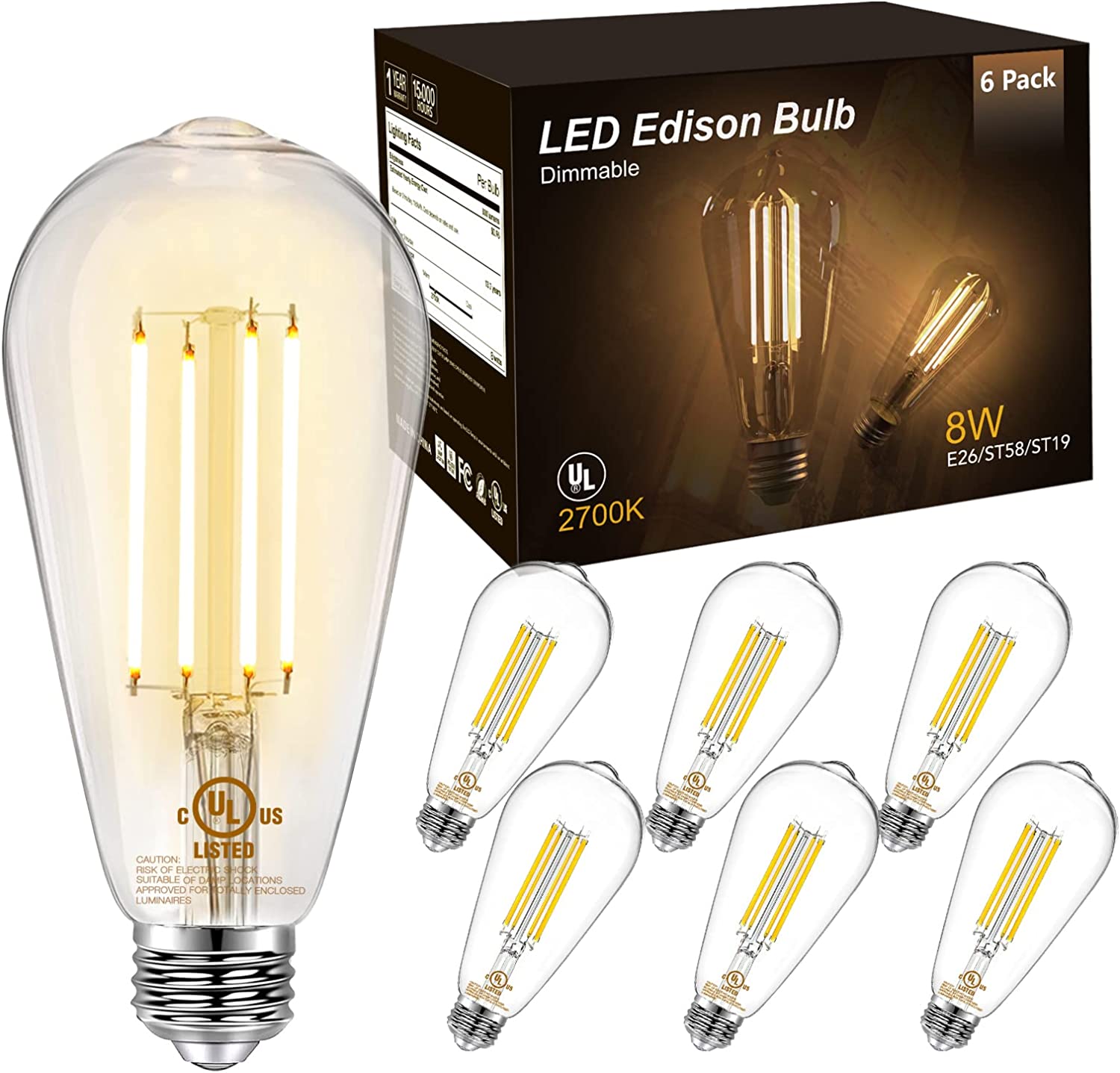 Newhouse Lighting LED Dimmable Filament Edison Bulb
