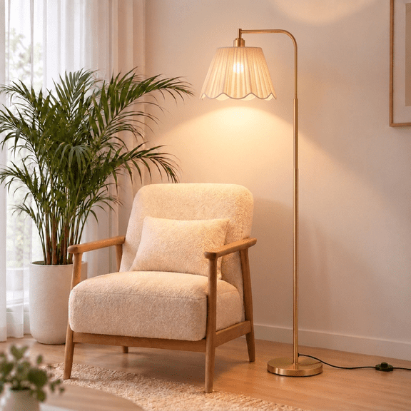 DAYBETTER 63" Floor Lamp for Living Room, Arc Floor Lamp with 3 Color Temperatures, Bulb Included, Farmhouse Standing Lamp for Bedroom, Office