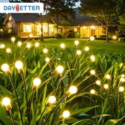 DAYBETTER Solar Firefly Garden Lights, Sway by Wind, 8 Lighting, Heavy Bulb Base, Total 48LED for Yard Patio Pathway,Warm White(6 Pack)