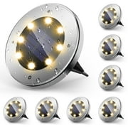 DAYBETTER 8 pack Solar Ground Lights Outdoor,8 LED Solar Disk Lights for Garden Yard Patio Decor