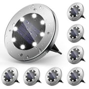 DAYBETTER 8 Pack Solar Ground Lights Outdoor Waterproof,8 LED Solar Disk Lights for Garden Yard Outside Driveway Walkway Pathway Lawn Patio Landscape Decor