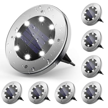 DAYBETTER 8 Pack Solar Ground Lights Outdoor Waterproof,8 LED Solar Disk Lights for Garden Yard Outside Driveway Walkway Pathway Lawn Patio Landscape Decor