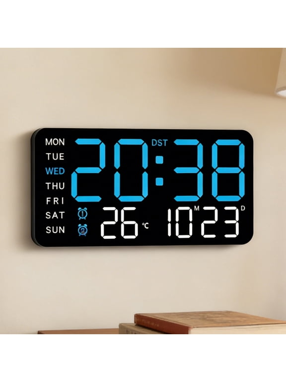 9" Digital Alarm Clock, Desk / Wall Mounted Ultrathin Digital Clock for Bedroom Livingroom