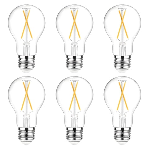 DAYBETTER A19 Vintage LED Edison Bulbs,NO-Dimmable Light Bulb 60W Equivalent,2700K Warm White, 8W E26 Standard Base, 800Lumens, CRI80+, Clear Glass Filament Bulb for Home, Farmhouse,6 Pack
