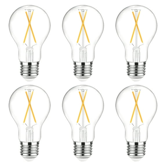 DAYBETTER A19 Vintage LED Edison Bulbs,NO-Dimmable Light Bulb 60W Equivalent,2700K Warm White, 8W E26 Standard Base, 800Lumens, CRI80+, Clear Glass Filament Bulb for Home, Farmhouse,6 Pack