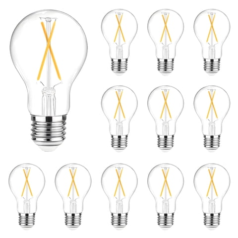 DAYBETTER A19 Vintage LED Edison Bulbs,NO-Dimmable Light Bulb 60W Equivalent,2700K Warm White, 8W E26 Standard Base, 800Lumens, CRI80+, Clear Glass Filament Bulb for Home, Farmhouse,12 Pack