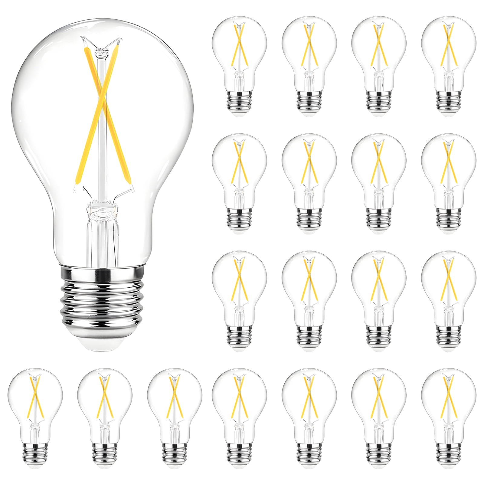 DAYBETTER A19 Vintage LED Edison Bulbs,NO-Dimmable Light Bulbs 60W Equivalent,5000K White, 8W E26 Standard Base, 800Lumens, CRI80+, Clear Glass Filament Bulb for Home, Farmhouse,24 pack