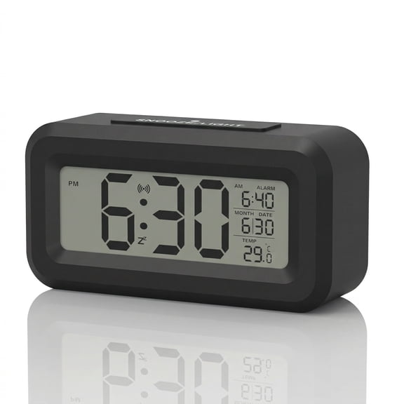DAYBETTER Digital Alarm Clock with Large Display Showing Month, Date and Temperature, ℃/℉ Switch, Snooze, Battery Operated, Long Battery Life for bedrooms, bedside tables, desks, and office.