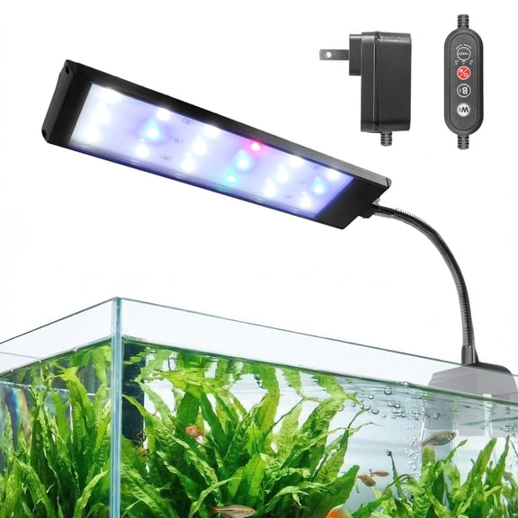 DAYBETTER Aquarium Clip-On LED Light, 8" Length, with Timer Auto On/Off, 24-Hour Cycle, 10 Brightness Levels, IP44 Waterproof Design for Fish Tank Plant Growing