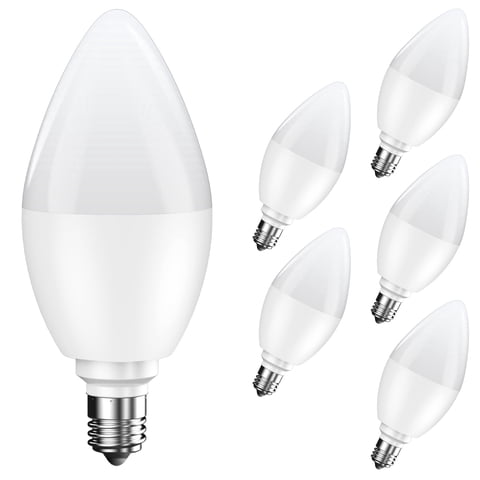 DAYBETTER B11 Candle Light Bulbs, E12 Led Candelabra Bulbs 60W Equivalent, Dimmable Chandelier Light   Bulbs, High Brightness 500 LM Daylight 5000K, for Living Room Home Office, 6 Pack