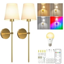 DAYBETTER Battery Operated Wall Sconces Set of 2, Wireless Rechargeable 3 Color Temperature RGB Indoor Wall Lights, 10 Brightness Level Remote Wall Lamps for Bedroom, Living Room Night Light